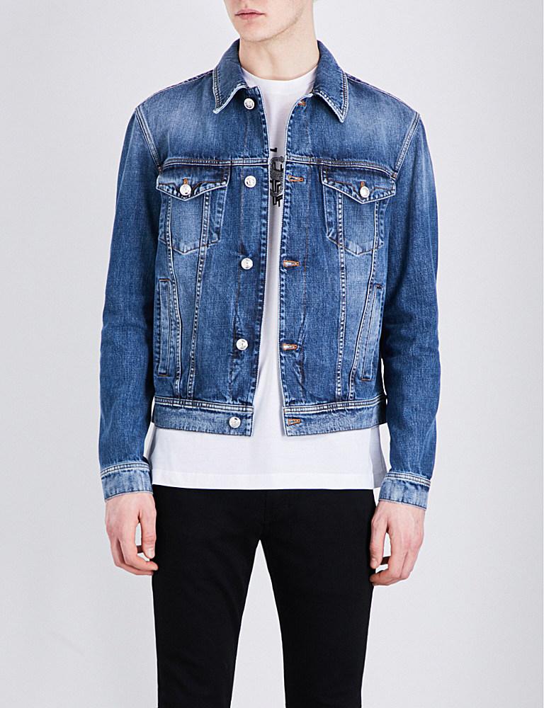 Versace Graphic-print Denim Jacket in Blue for Men | Lyst