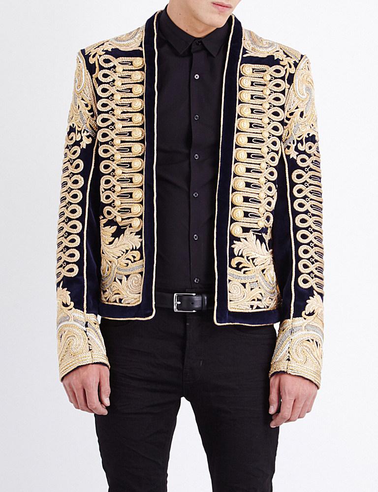 Lyst - Balmain Rope-embroidered Velvet Jacket in Black for Men