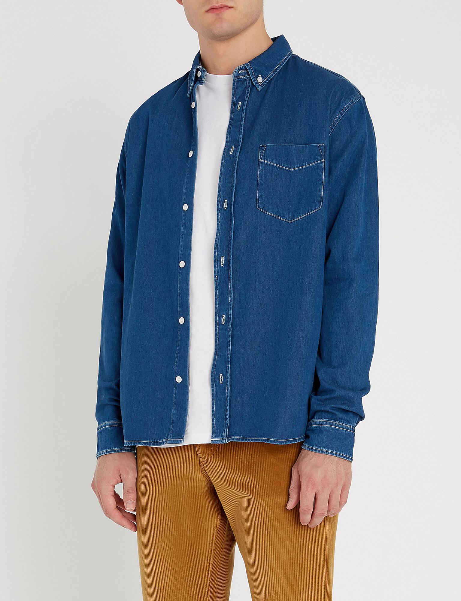 Lyst Shirt Sandro Denim Men Regular Fit In Blue For zqxSawAH