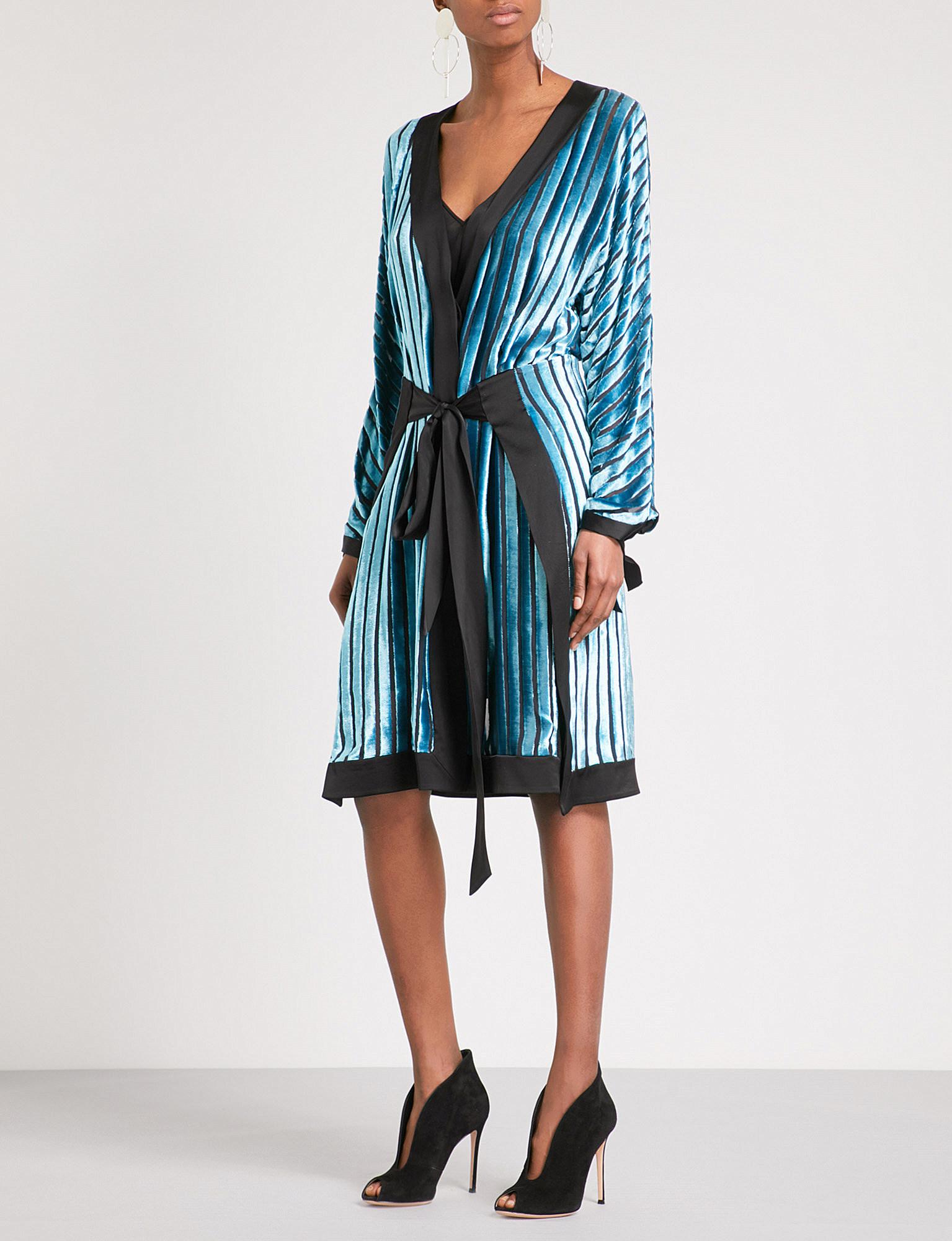 Lyst Diane Von Furstenberg Kimono Velvet Devoré Dress In Black Gallery