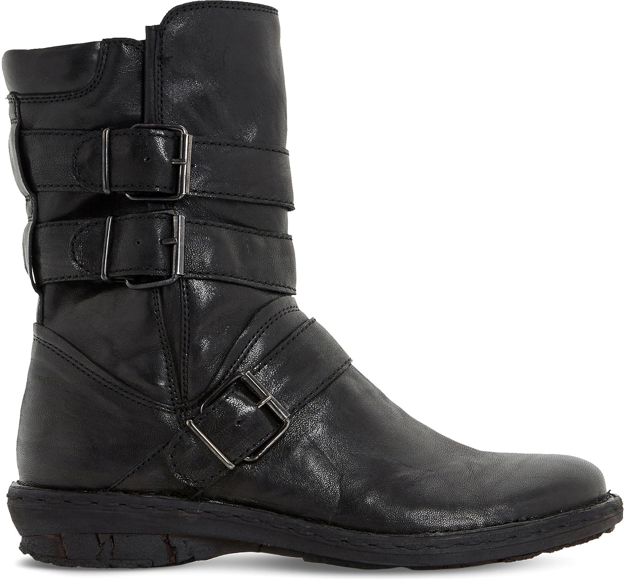 Dune Rania Leather Biker Boots in Black - Lyst