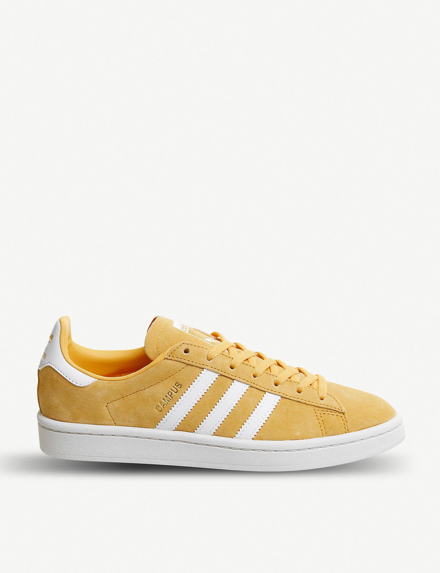 adidas yellow campus suede trainers