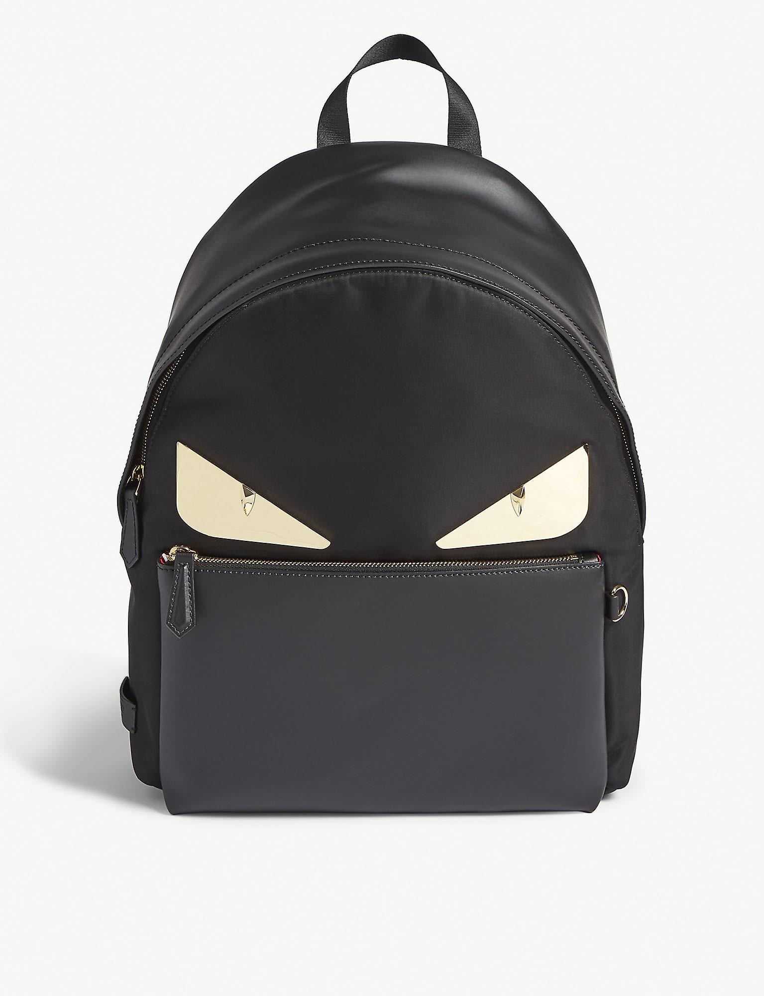 Fendi Bag Bugs Leather-trimmed Nylon Backpack in Black for Men - Lyst