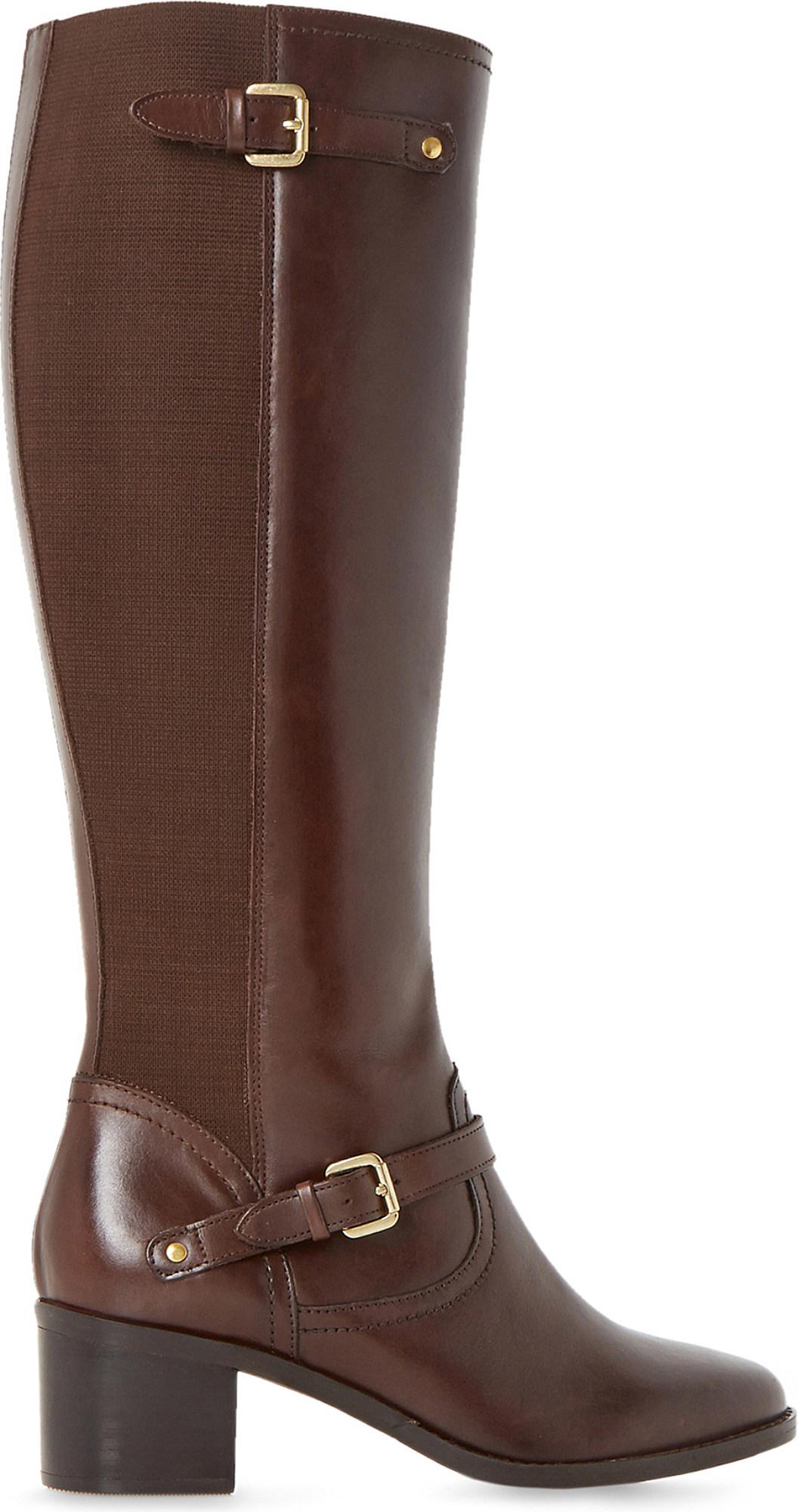 Lyst Dune Vivvi Leather Knee High Boots In Brown 8981