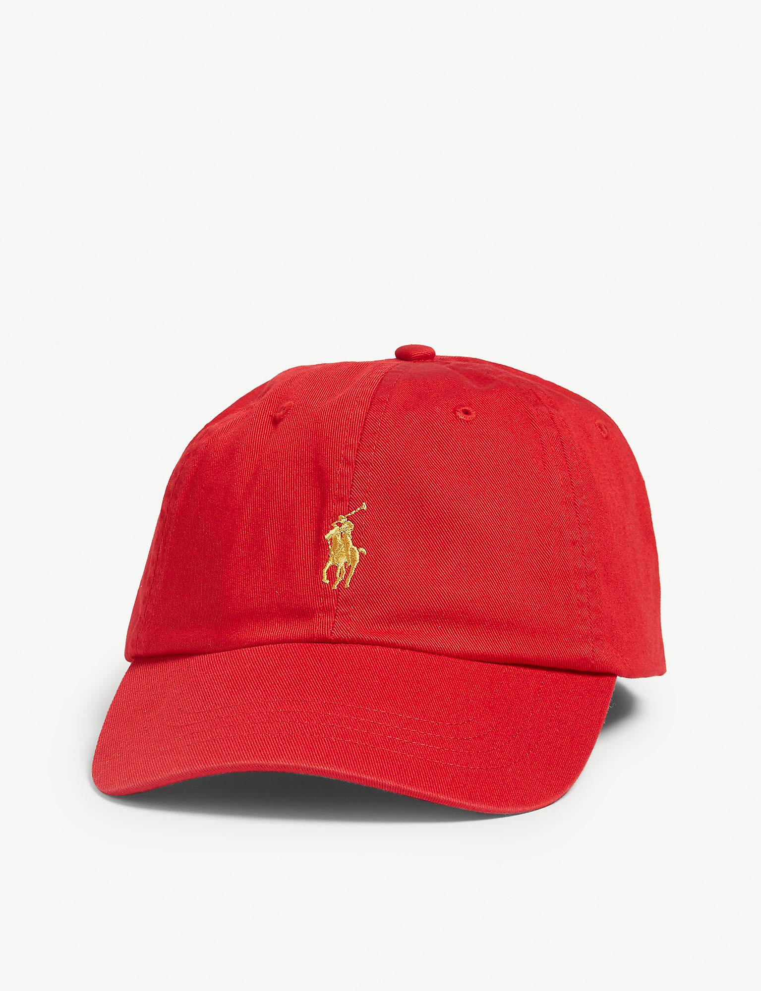 polo ralph lauren baseball cap with red player logo in black