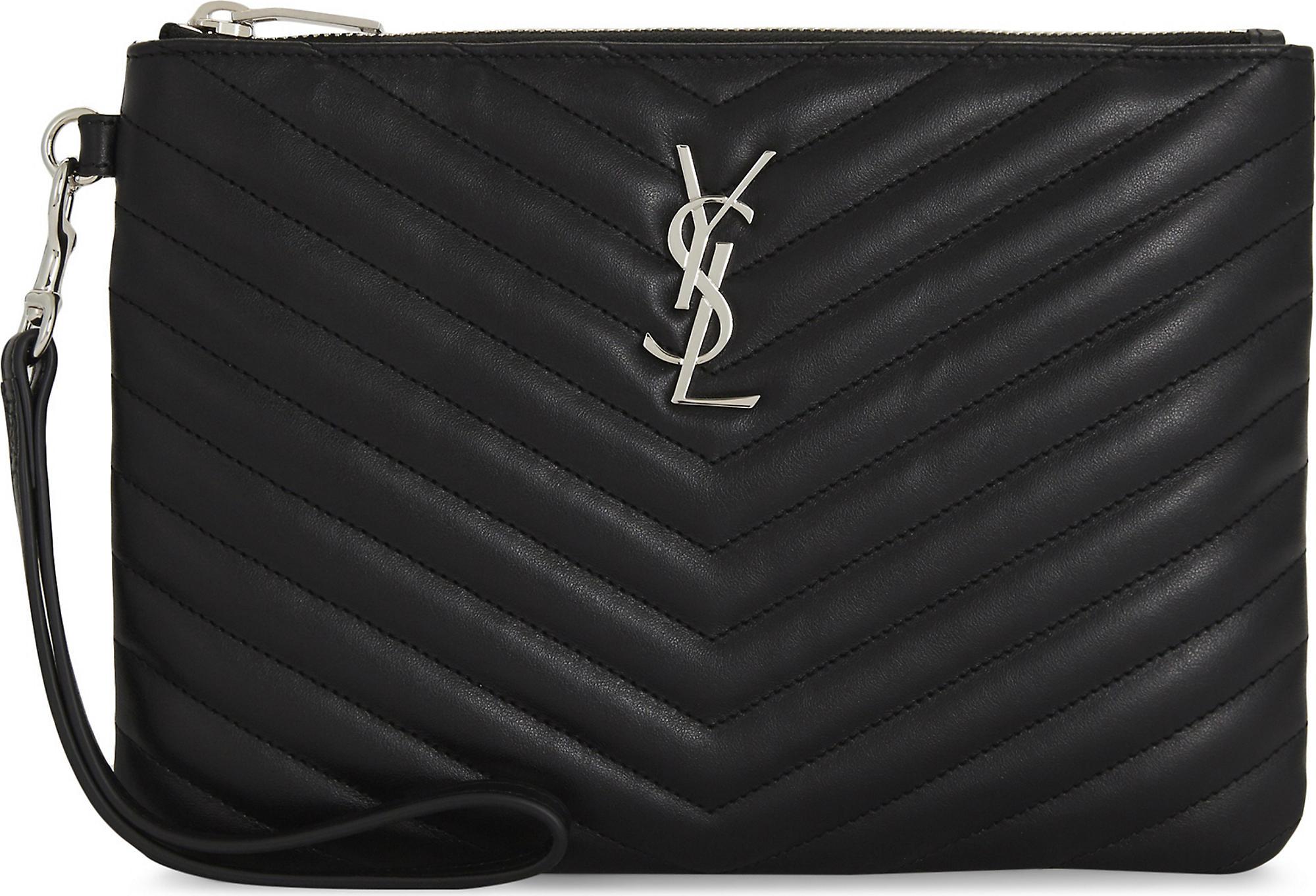 monogram quilted leather pouch