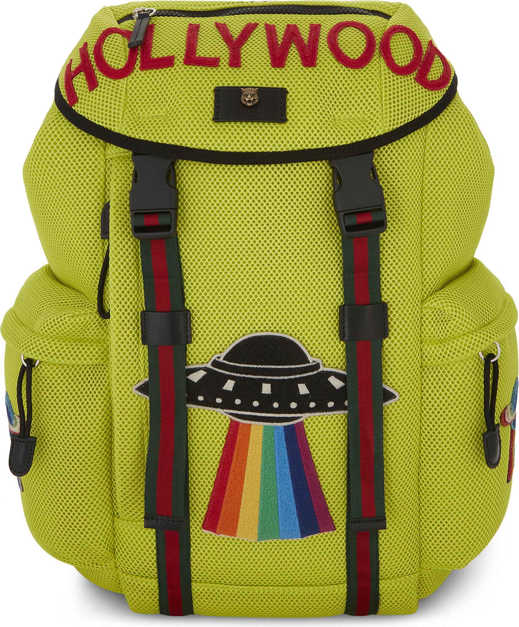 Lyst - Gucci Mens Green Slogan Hollywood Neon Mesh Backpack in Green ...