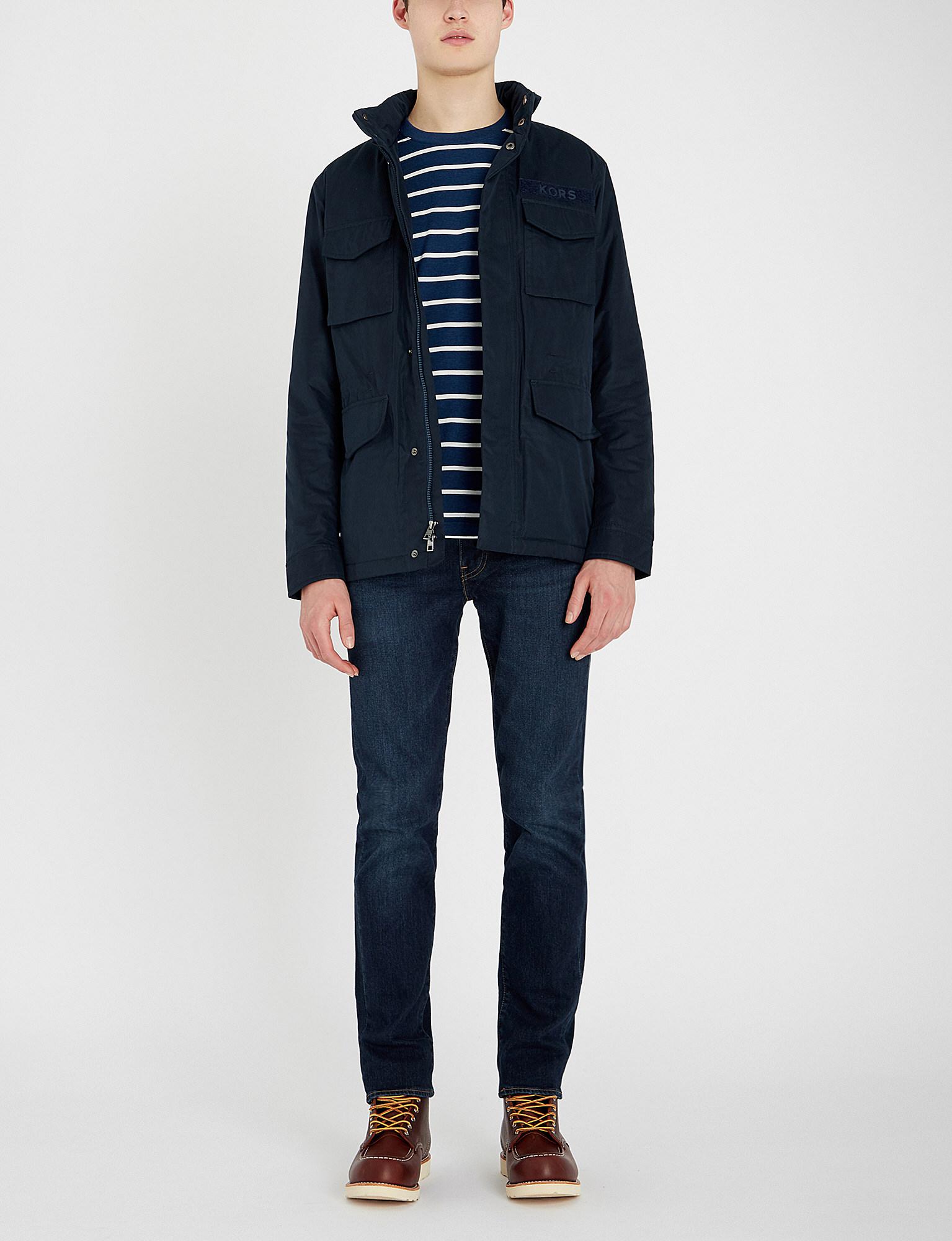 michael kors - blue patch-pocket shell jacket for men - lyst