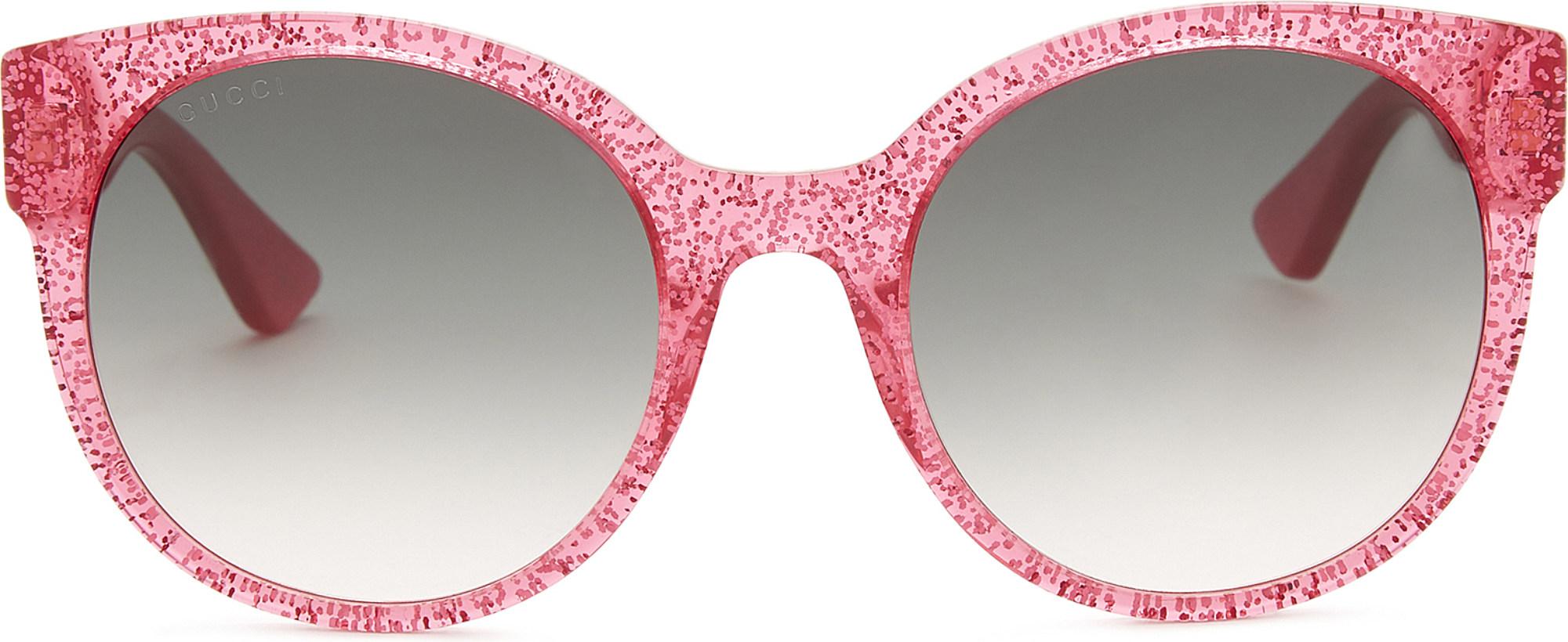 Gucci Glitter Gg0035s Round Frame Sunglasses in Pink Lyst