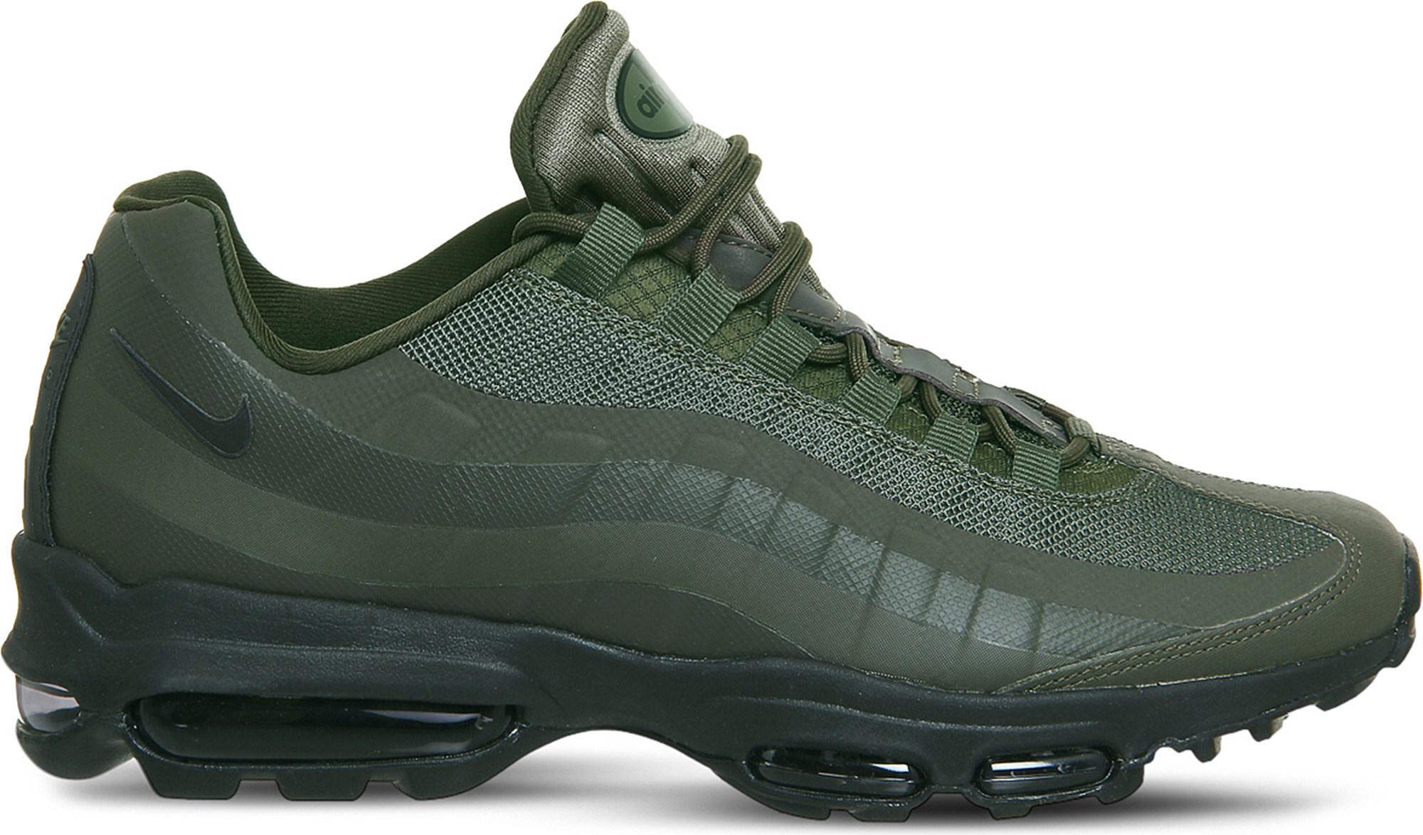 Lyst - Nike Air Max 95 Ultra Leather And Mesh Trainers in Green for Men