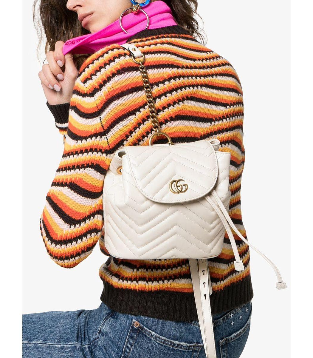 Gucci White Marmont Matelassé Leather Backpack in White - Lyst