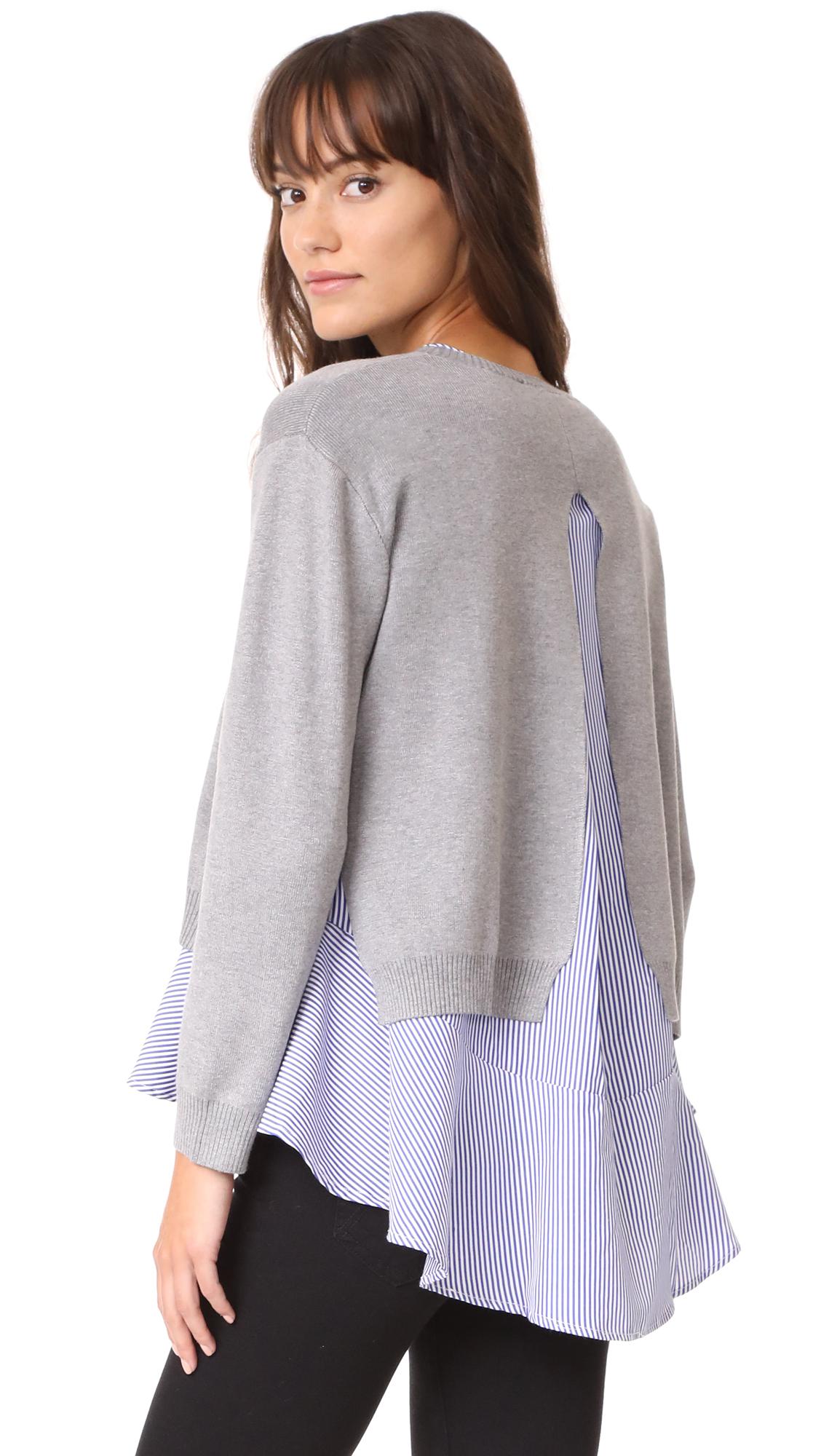 Lyst English Factory Combo Flounce Sweater in Gray