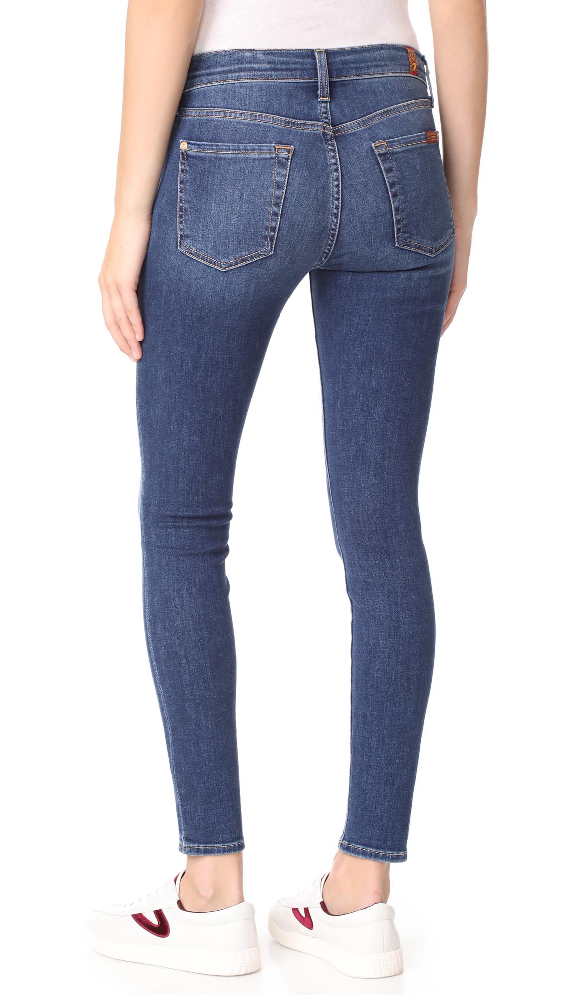 Lyst - 7 For All Mankind The Ankle Skinny Jeans With Released Pockets ...