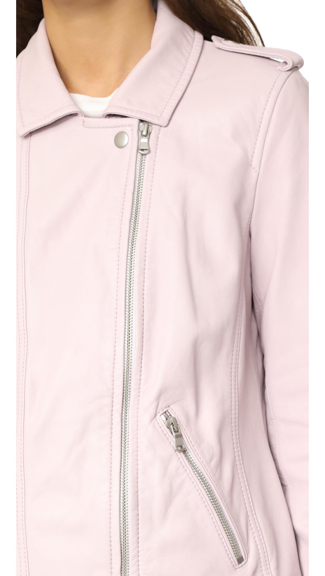 Rebecca Taylor Washed Leather Jacket In Pink Lyst Gallery
