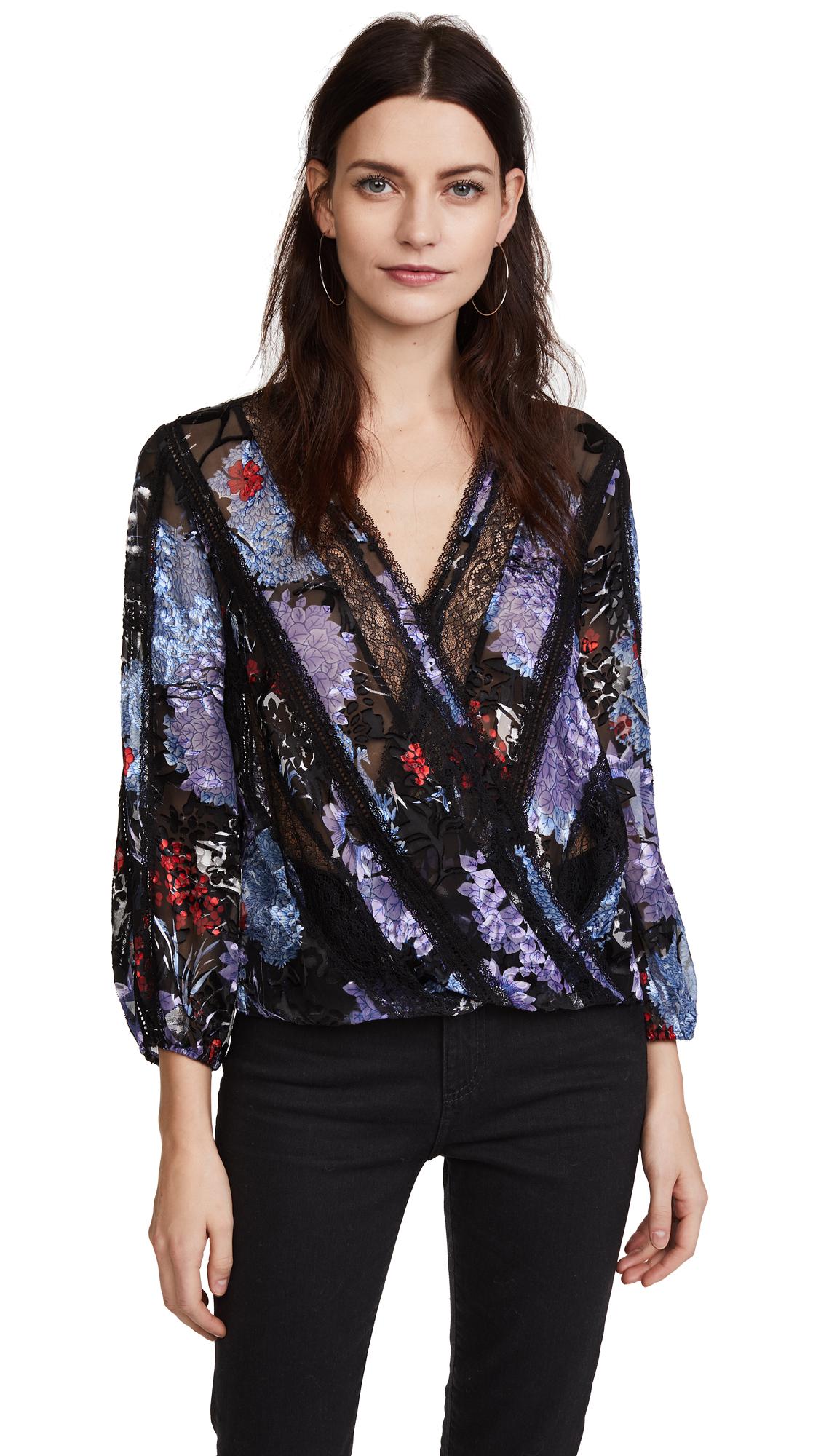 Lyst - Alice + Olivia Jillie Cross Front Blouse