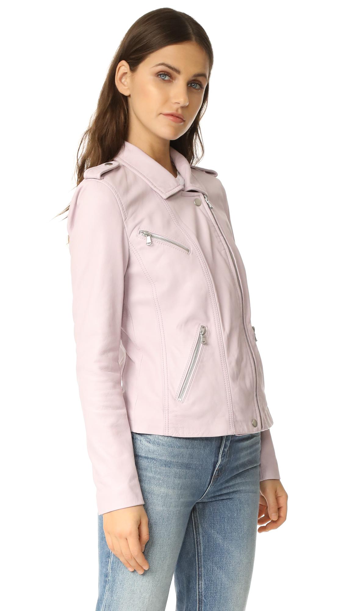 Rebecca Taylor Washed Leather Jacket In Pink Lyst Gallery