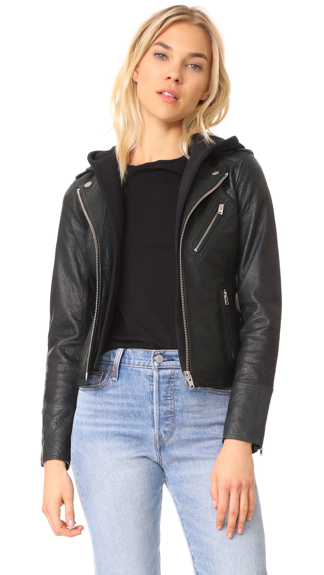 Lyst - Doma Leather Hooded Leather Jacket in Black