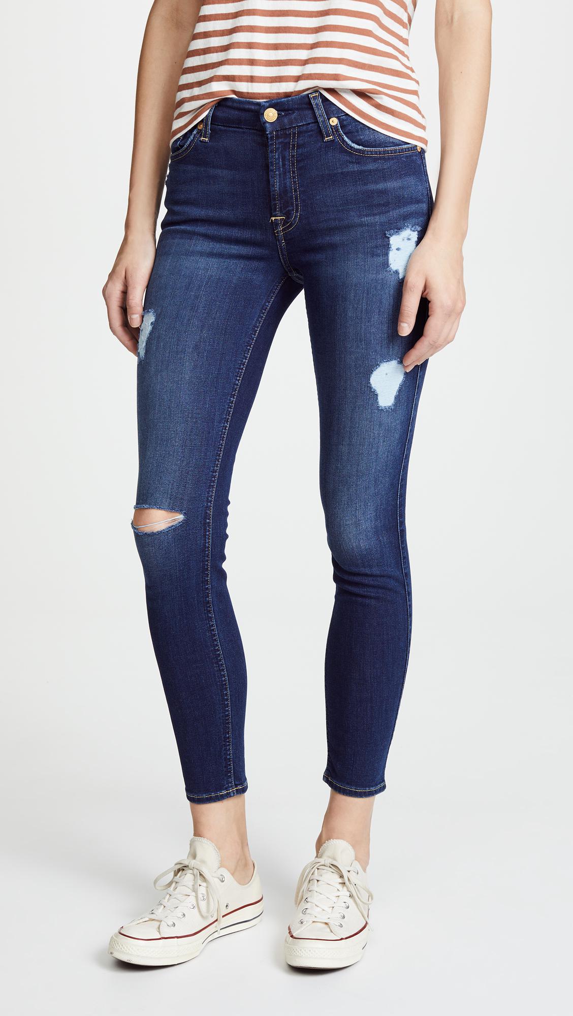 Lyst - 7 For All Mankind B(air) Ankle Skinny Jeans in Blue - Save 30.