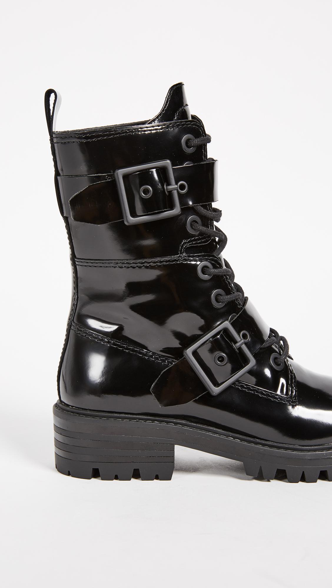 Kendall + Kylie Leather Eliya Buckle Combat Boots in Black - Lyst