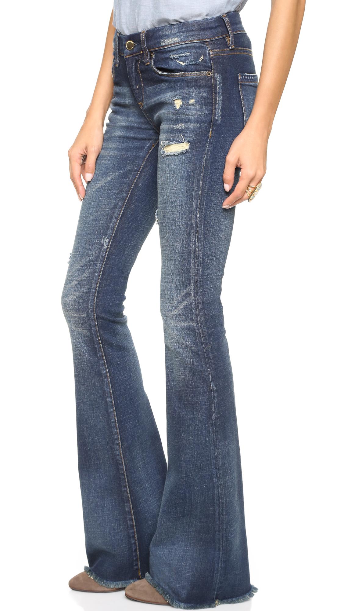 Lyst - Blank Nyc Distressed Flare Jeans in Blue