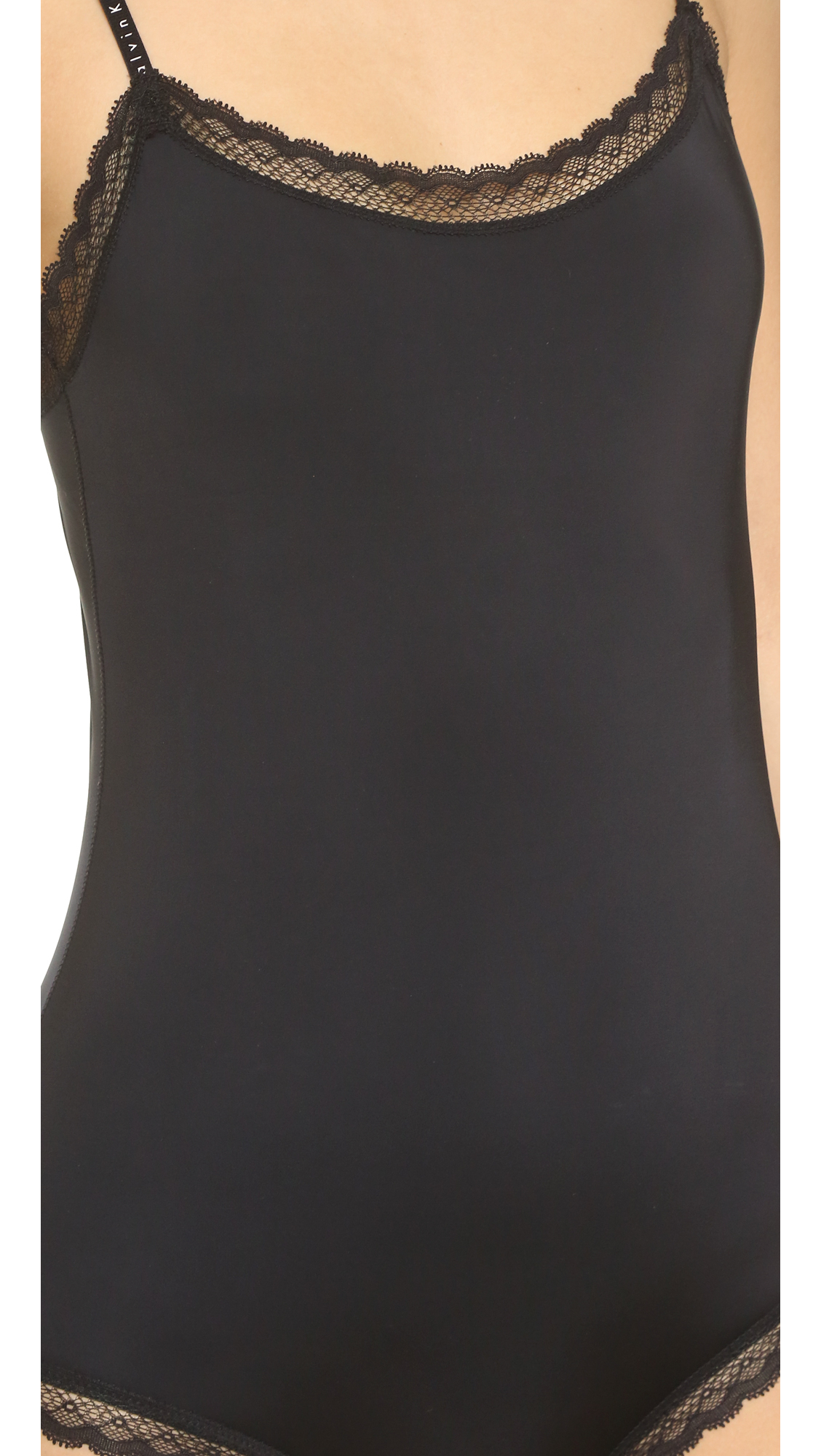 Lyst Calvin Klein Signature Bodysuit in Black