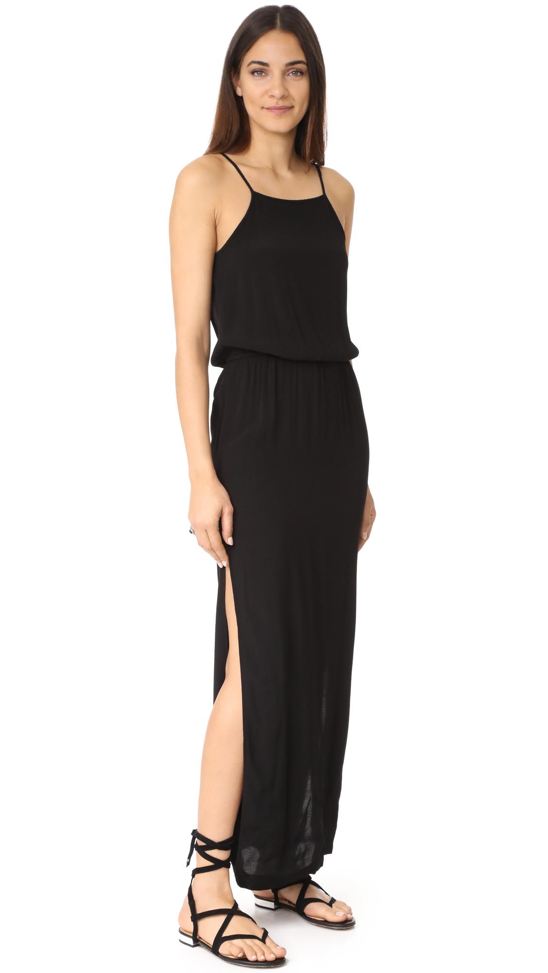 Monrow Square Neck Maxi Dress in Black | Lyst