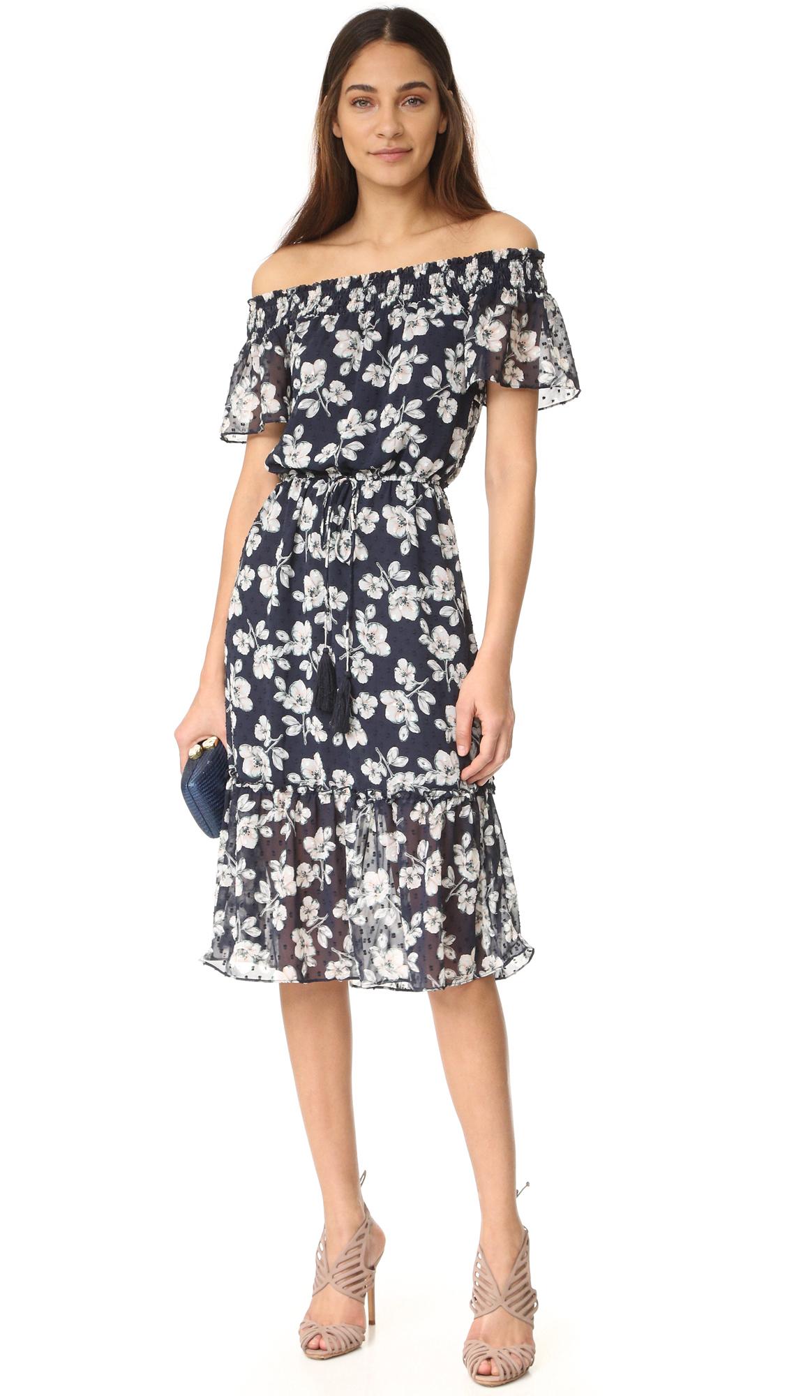 Off-Shoulder Midi Dress Blue