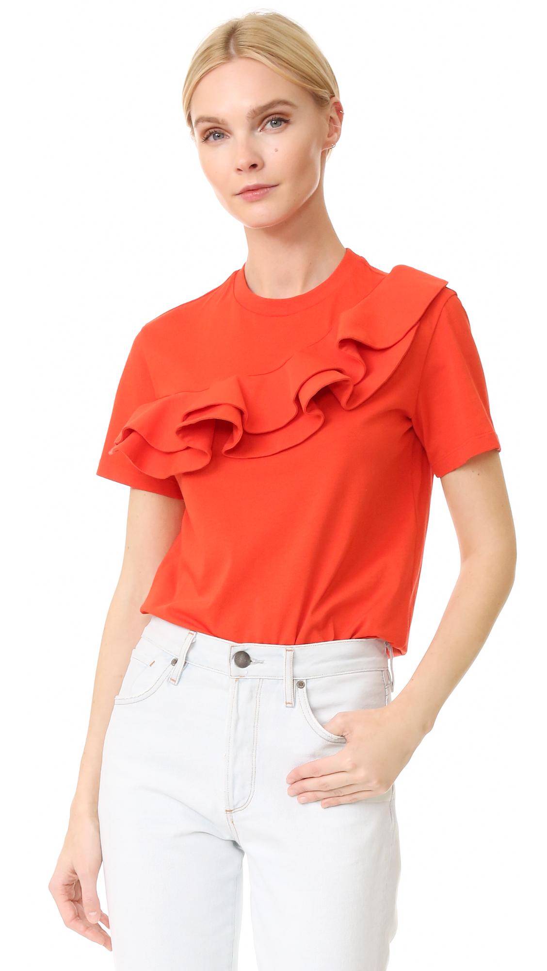 red ruffle tops