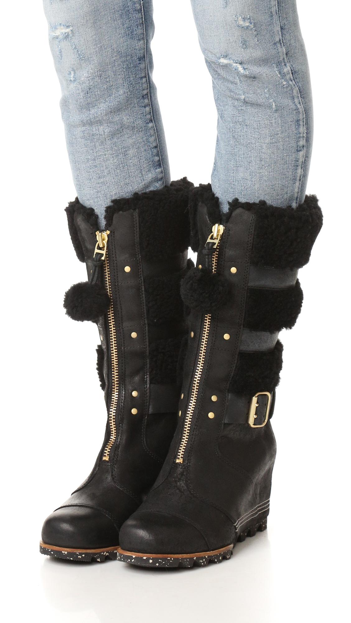 pom pom australia fur Lyst Wedge  Holiday  Helen in Boots Sorel Black