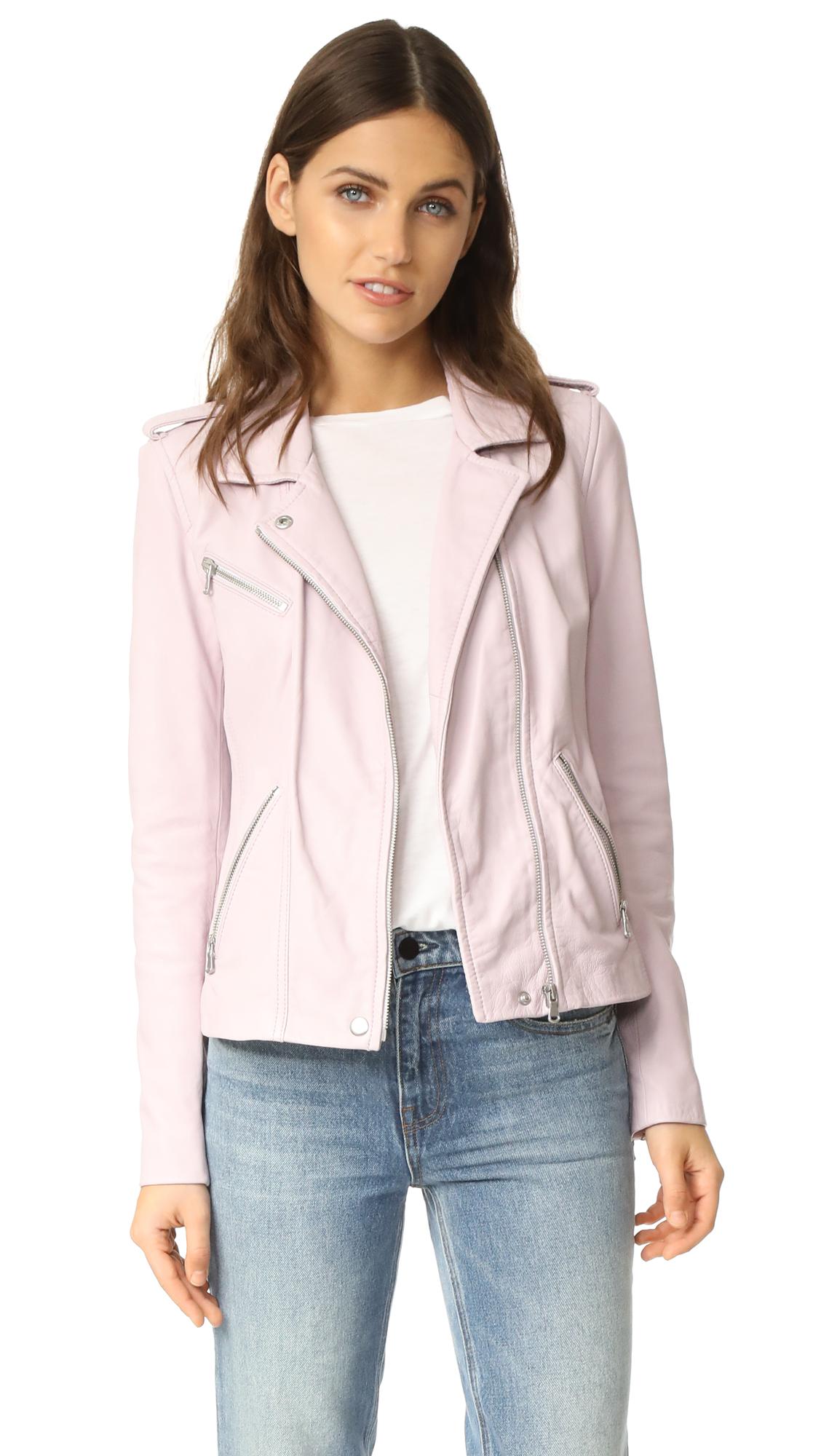 Lyst Rebecca Taylor Washed Leather Jacket In Pink Gallery