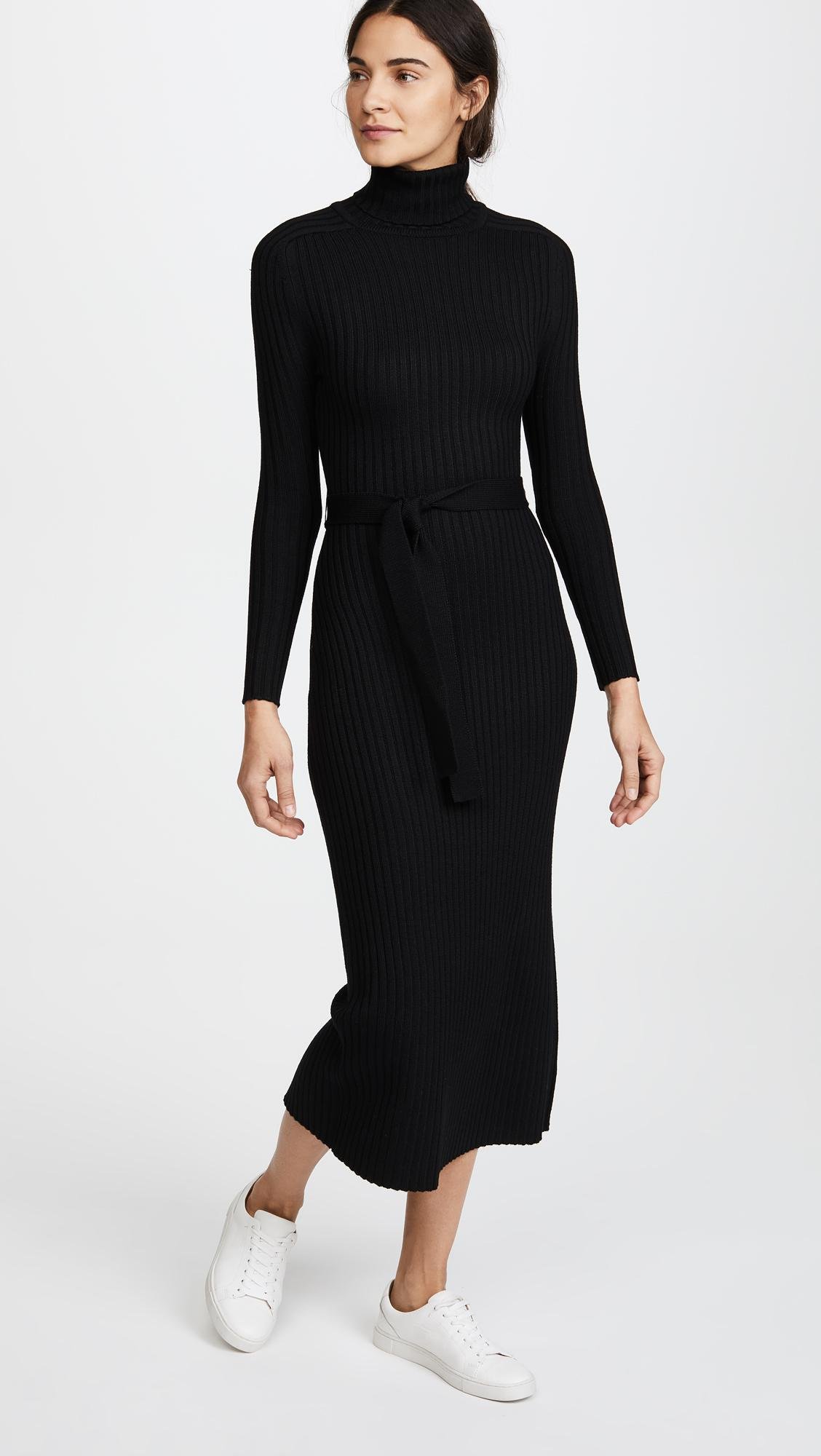 black sweater turtleneck dress