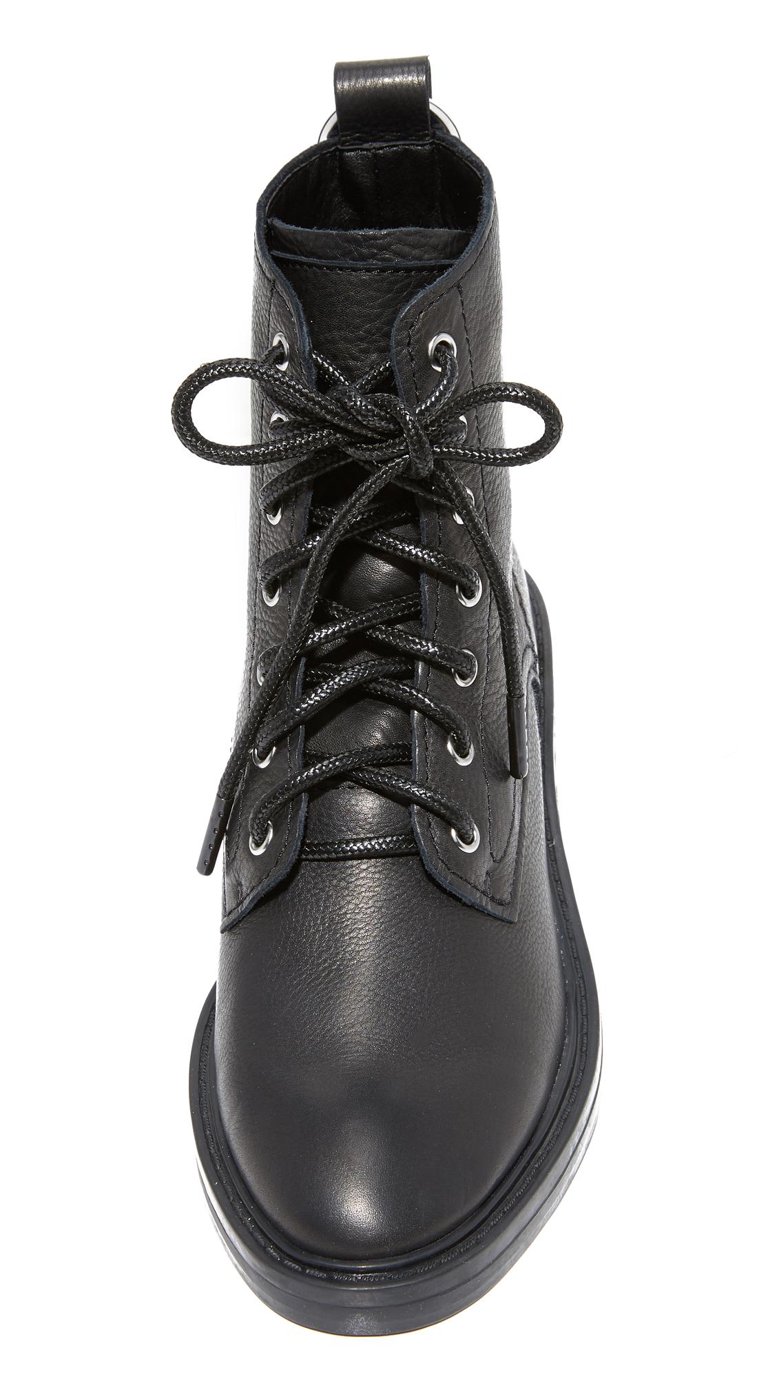 Dolce Vita Leather Bardot Combat Boots in Black Lyst