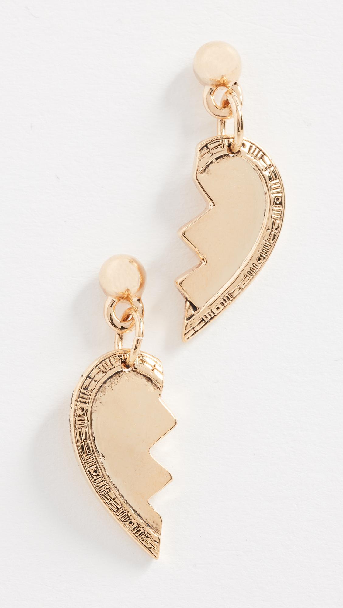 Lyst Vanessa Mooney Broken Heart Friendship Earrings In Metallic Gallery