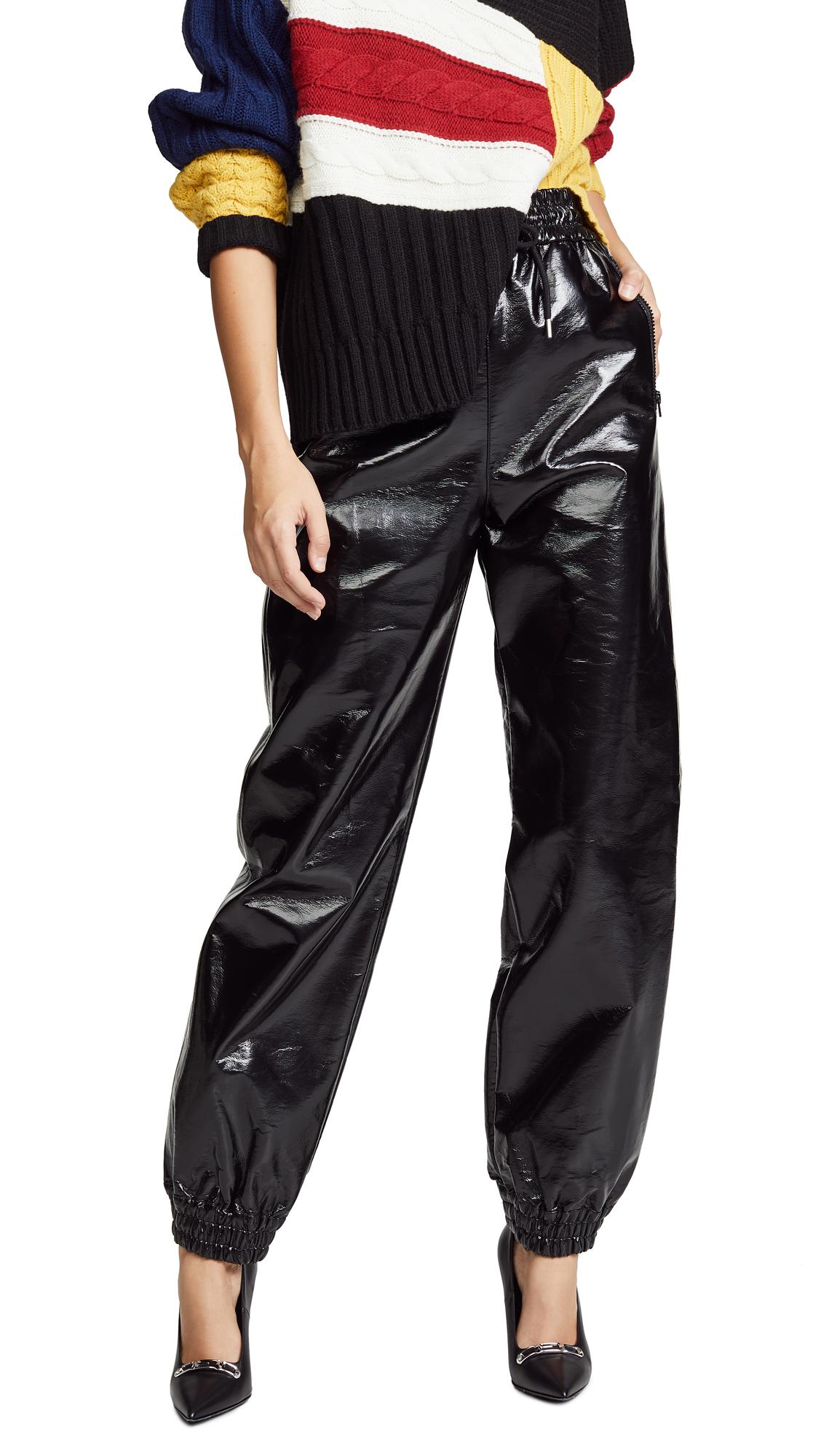 black joggers leather