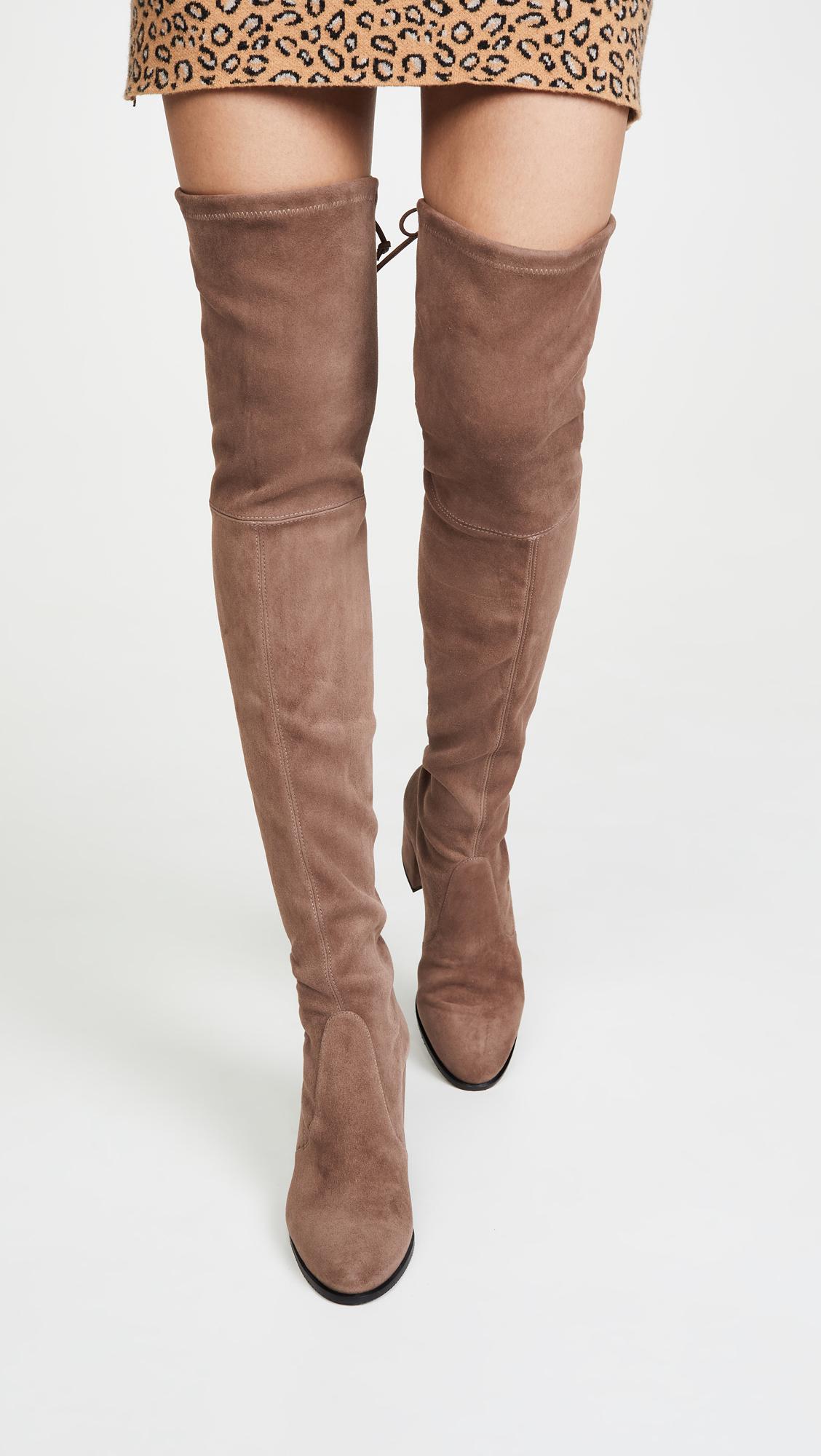 Stuart Weitzman Suede Hiline Over The Knee Boots in Taupe (Brown) Lyst