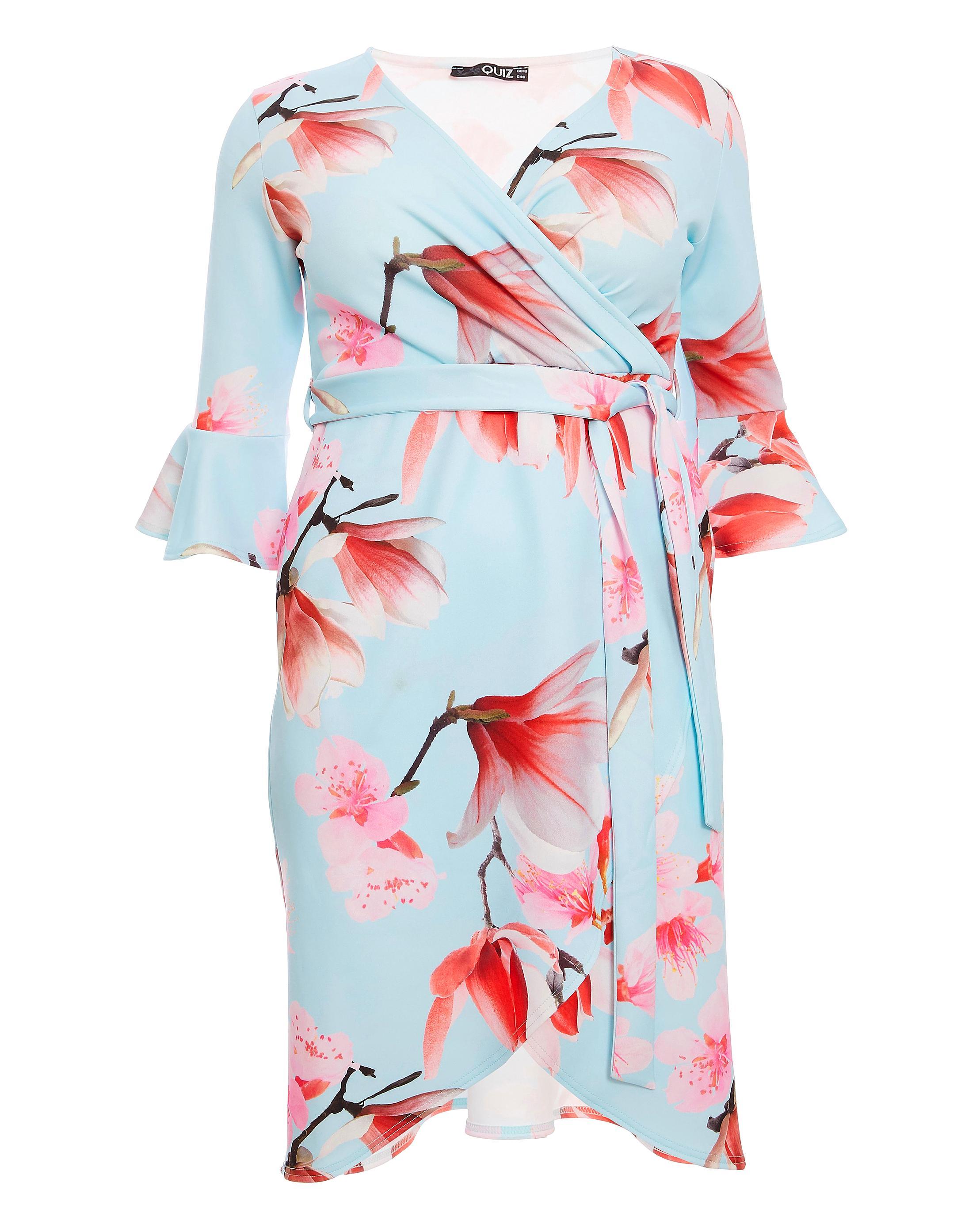 Simply Be Quiz Floral Wrap Dress Lyst