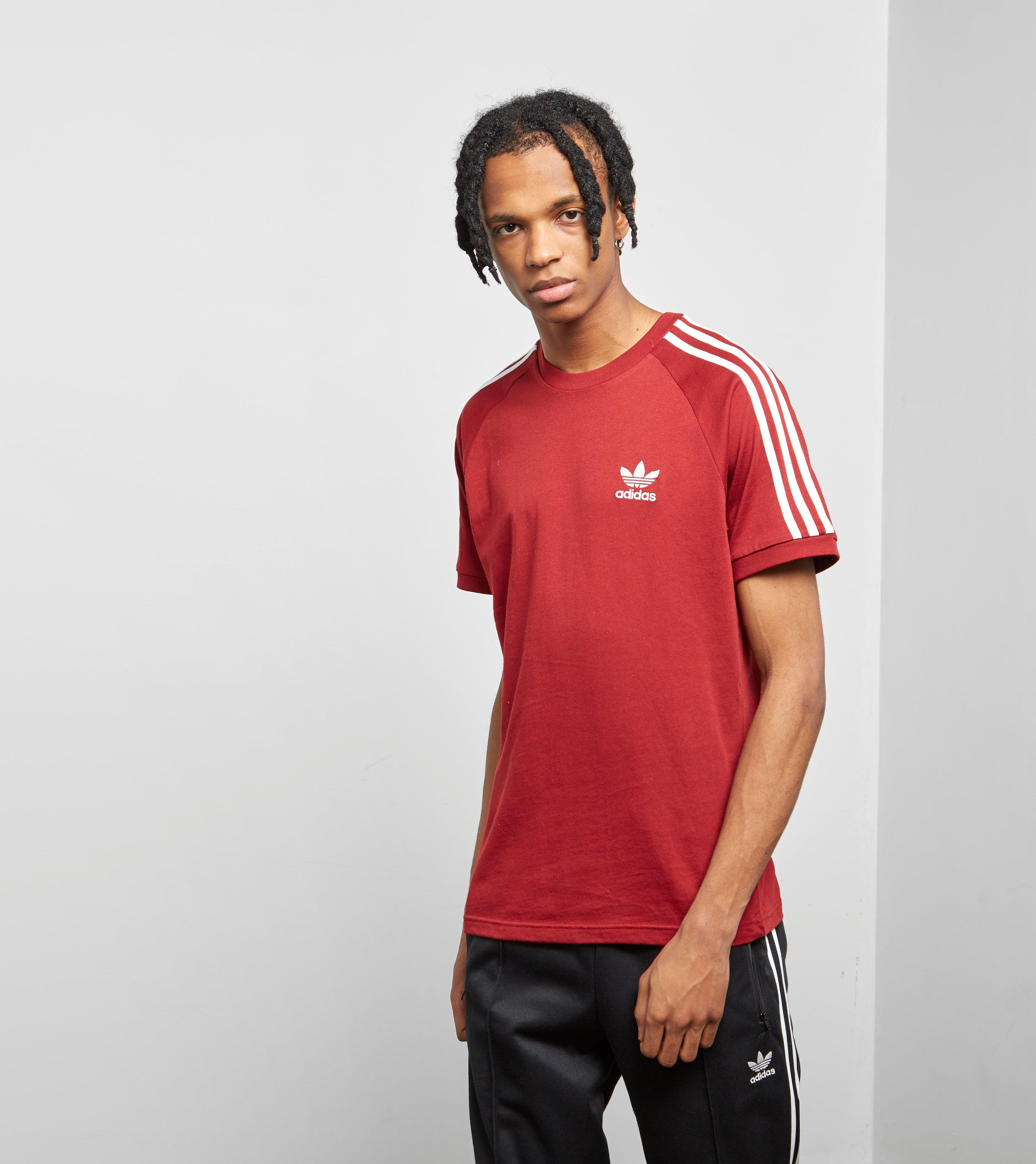 Adidas Originals 3 Stripe T Shirt Red | Toffee Art Adidas Originals 3 Stripe T Shirt Red | Toffee Art