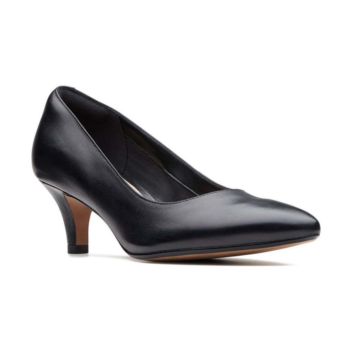 clarks ladies black court shoes