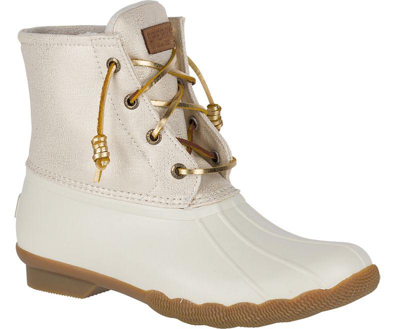 Sperry Top-Sider Rubber Women's Saltwater Sparkle Duck Boot in Ivory ...