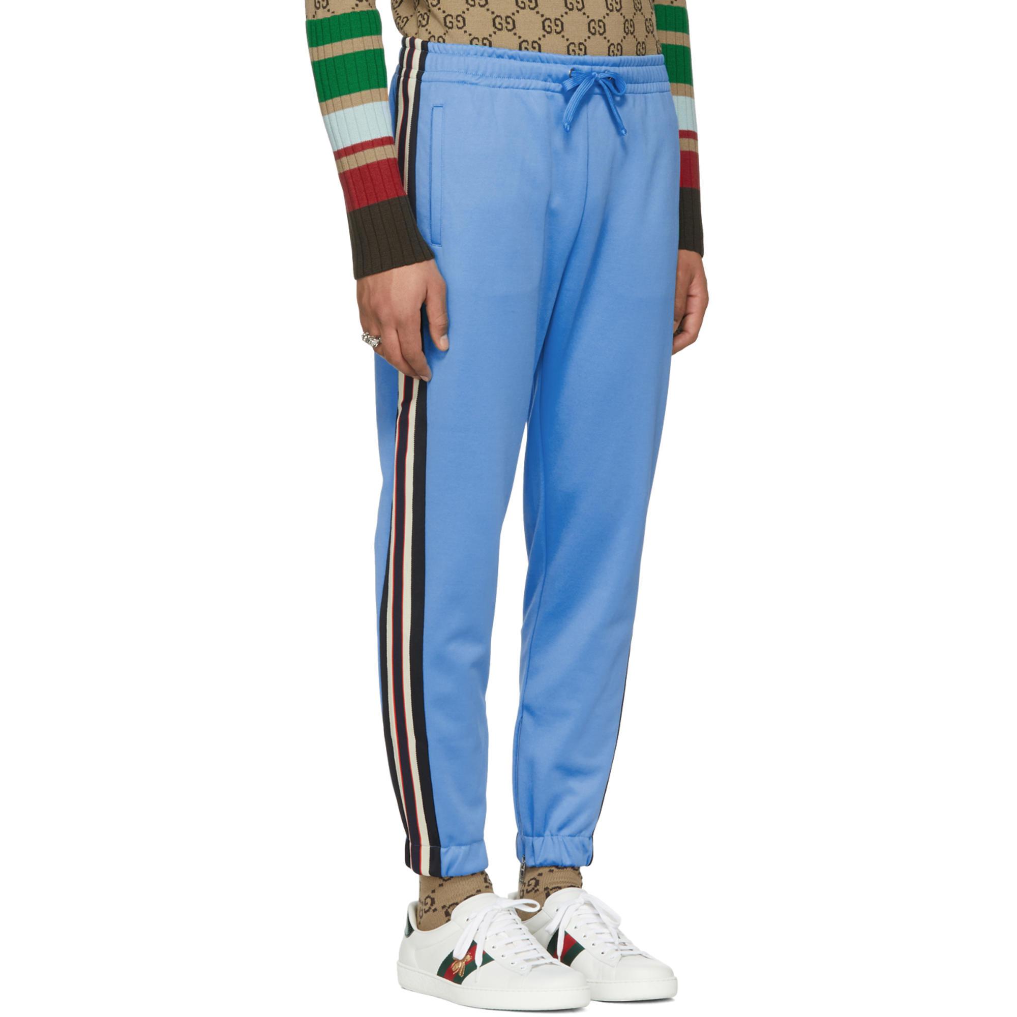 Lyst - Gucci Blue Logo Tape Sweatpants in Blue for Men