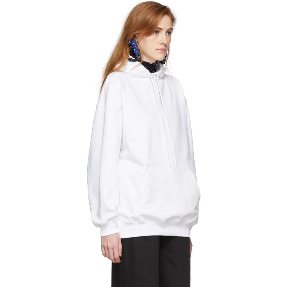 Lyst - Balenciaga White Logo Hoodie in White