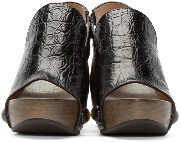 black croc stilettos
