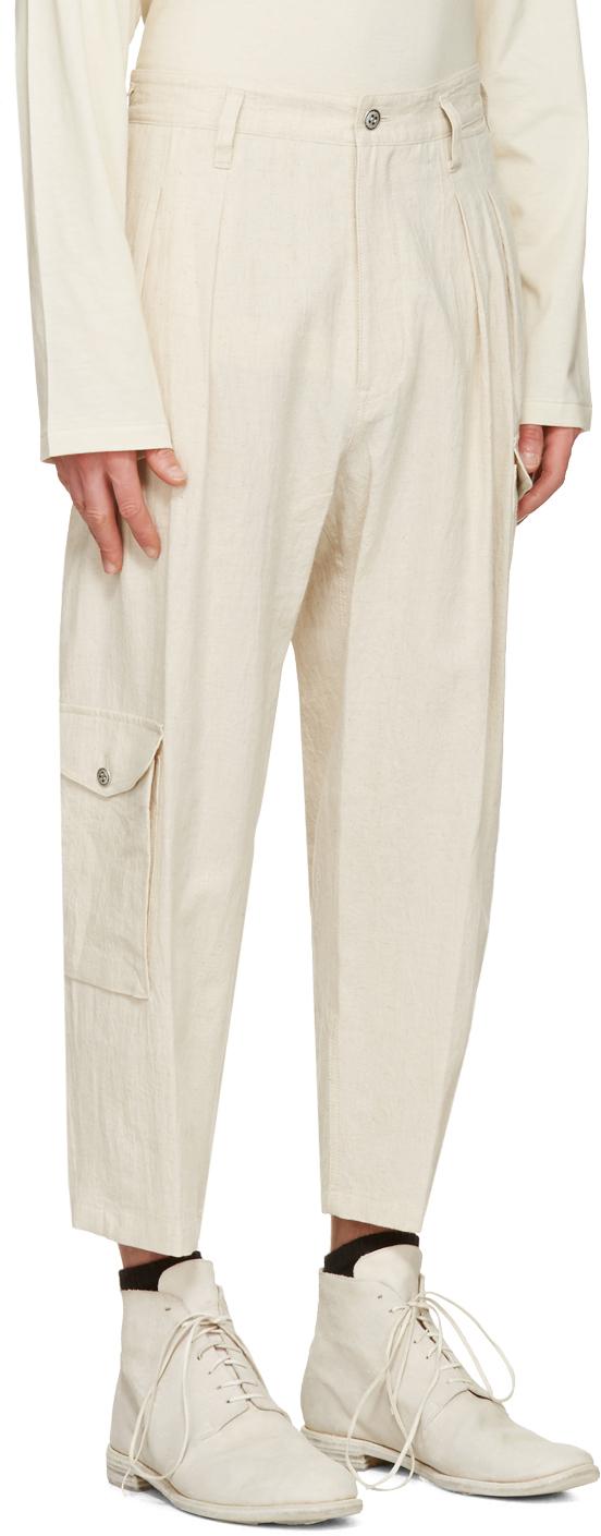 Lyst - Yohji Yamamoto Ivory Linen Cargo Pants in White for Men