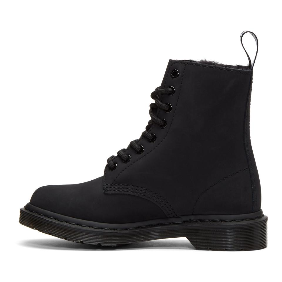 Dr. Martens Fur-lined Mono Boots in Black - Lyst