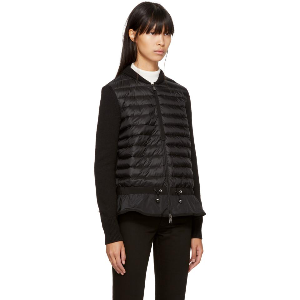 moncler black down knit peplum jacket moncler black down knit peplum jacket
