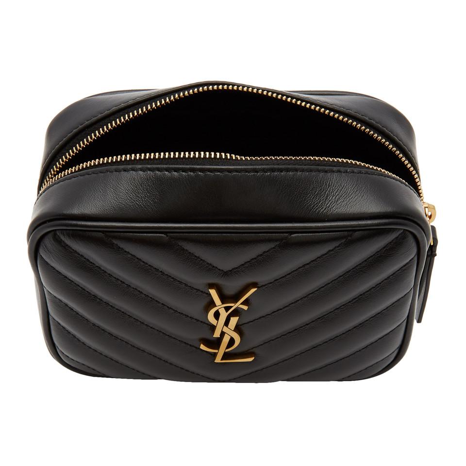 Lyst Saint Laurent Black Quilted Lou Belt Bag in Black