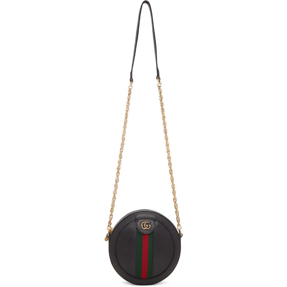 Gucci Black Mini Round Ophidia Bag in Black - Lyst