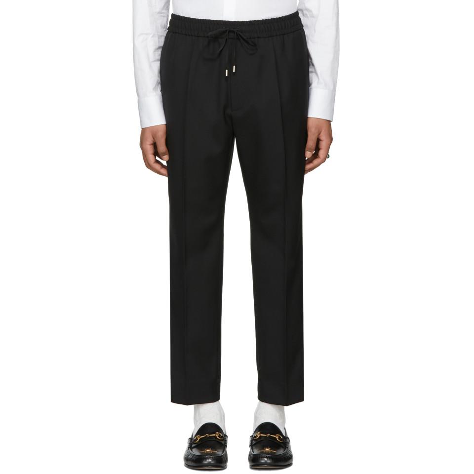 Lyst - Gucci Black Plain Military Wool Trousers in Black for Men