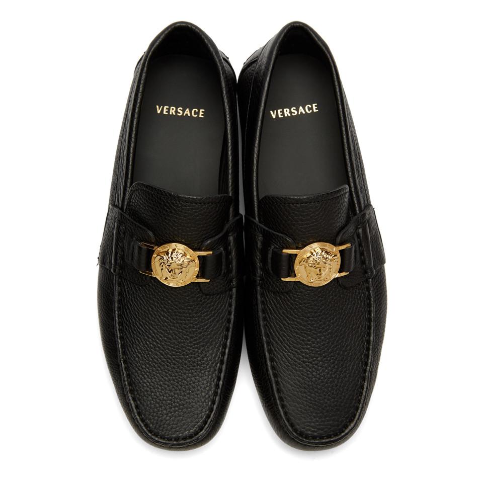 Versace Black Medusa Loafers in Black for Men - Lyst