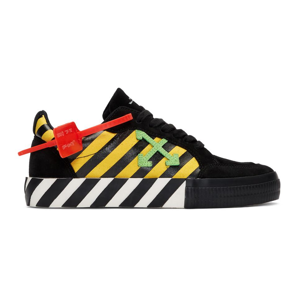Off-White c/o Virgil Abloh Black And Yellow Low Vulcanized Sneakers in ...